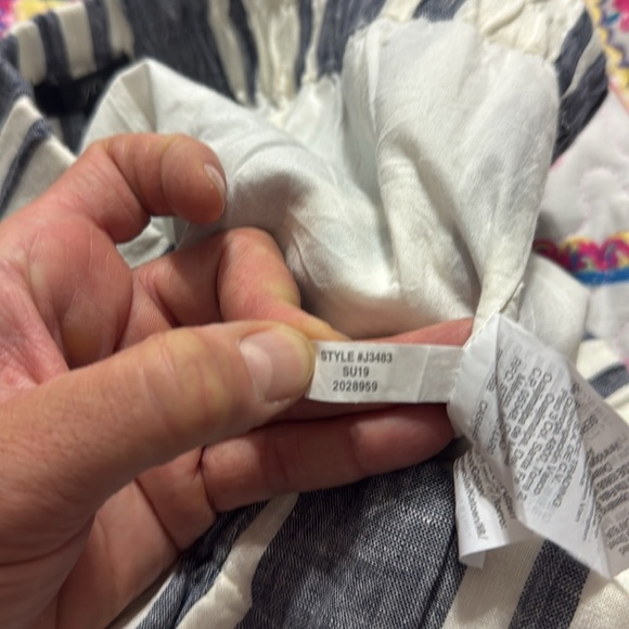 J. Crew Linen Striped Elastic Waist A-line Mini Skirt w/ Pockets Size: M - Picture 8 of 8